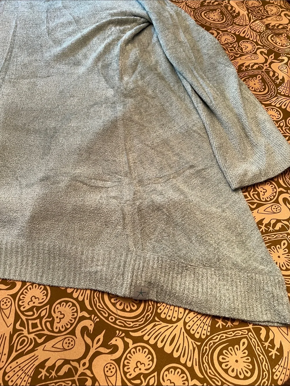 Barefoot Dreams Light Blue/Gray Hooded Wrap Cardigan